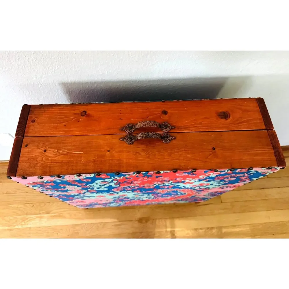 One of a Kind Handmade Folding Sewing & Craft Cabinet Folk Art Organizer
